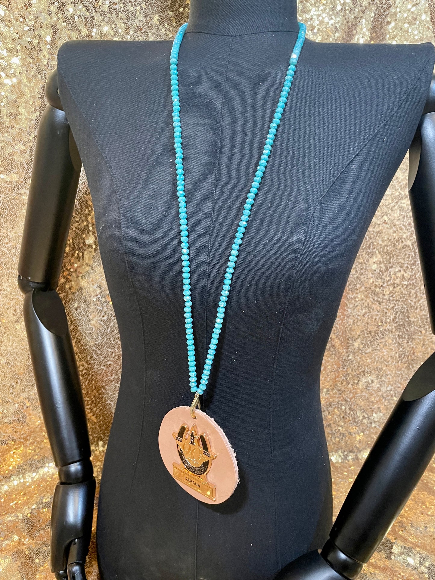 Turquoise Iridescent Crystal Volunteer Badge Holder