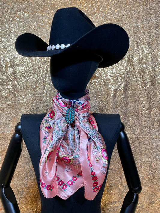 Large Pink Multi-Color Floral Paisley Wild Rag