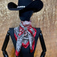 Large Maroon and Black Diagonal Print Wild Rag